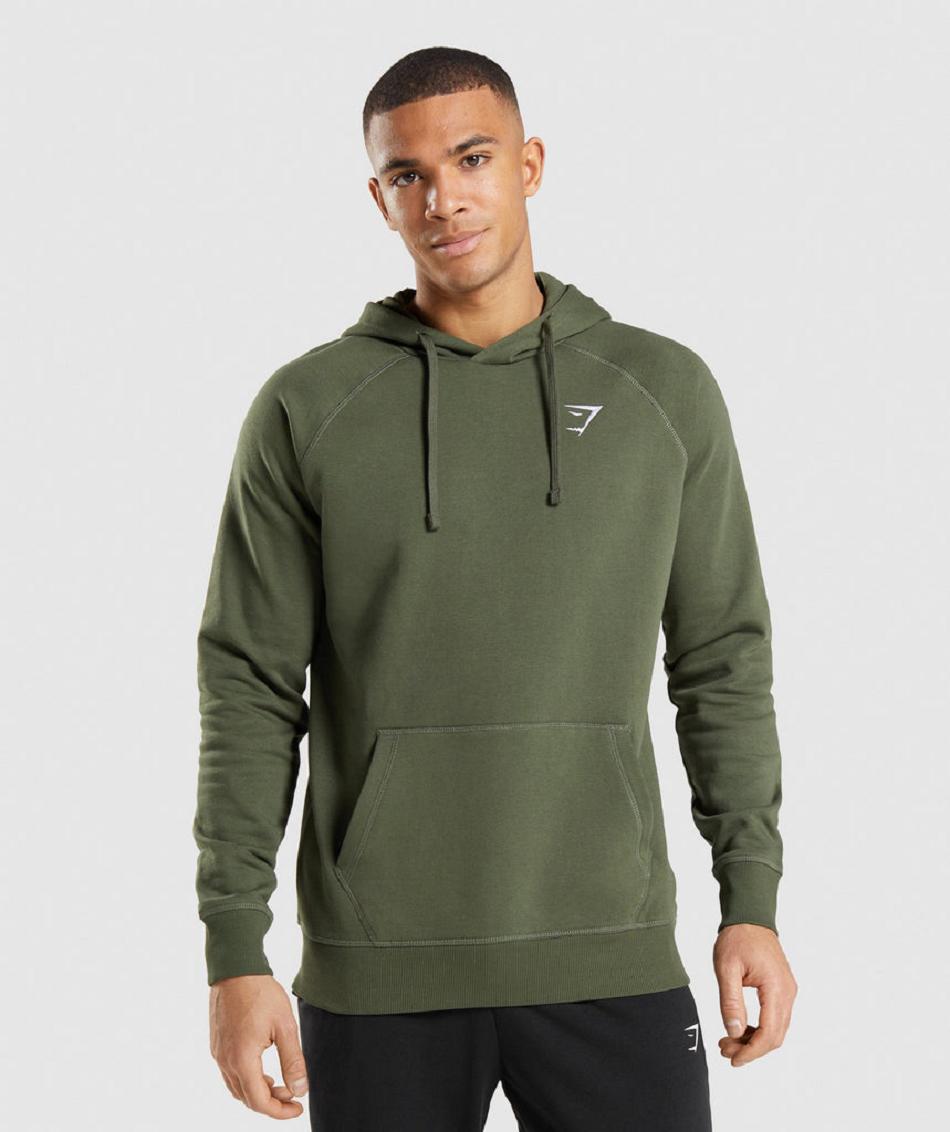 Sudadera Con Capucha Gymshark Crest Hombre Verde Oliva | CO 3606YXF